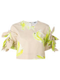 banana print cropped blouse
