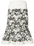 floral jacquard trumpet skirt