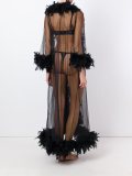 feather trim sheer robe