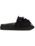 tweed slide sandals