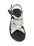 push buckle cross strap sandals