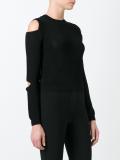 cut-off shoulders knit blouse