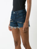 zipped denim shorts