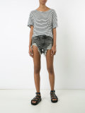 shredded trim denim shorts 
