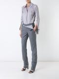 buttoned sleeve striped shirt