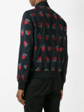 embroidered strawberries bomber jacket