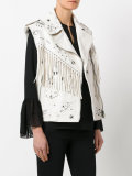 fringed sleeveless biker jacket