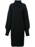 raw edge 'funnel neck' dress
