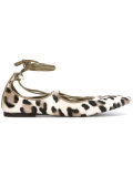 leopard lace-up ballerinas