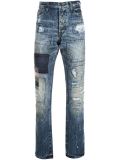 distressed patchwork jeans