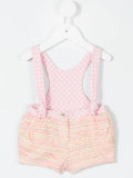 patchwork overall shorts