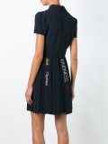 sheer panel pleated dress