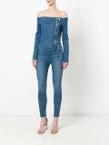 strapless denim jumpsuit