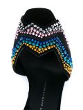 Suede Crystal Embellished Platform Sandals