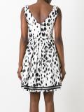 brush print flared dress