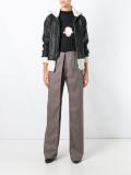 pleated straight leg trousers