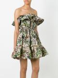 floral jacquard off-shoulder dress