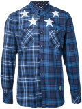 stars print checked shirt 