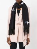 embroidered bird scarf