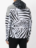 zebra print zip hoodie