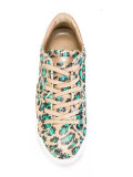 leopard pattern sequinned sneakers