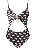 cut out detail printed swimsuit