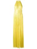sleeveless belted gown