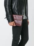 embossed logo clutch 