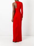 draped one shoulder gown