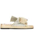 oversized bow metallic sandals