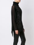 semi sheer jacquard blouse