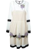 horizontal stripes floral application dress