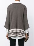 V-Neck Border Stripe Poncho