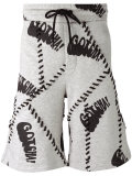 contrast-stitch slogan shorts