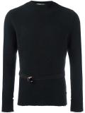 distressed crew neck sweater