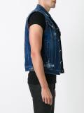 Ski distressed sleeveless jean jacket