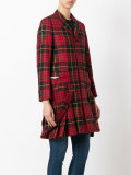 plaid pleated hem coat
