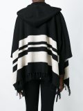 striped fringed cape coat
