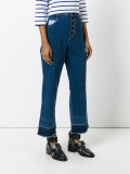 frayed wide cropped jeans