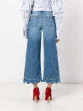 Wide leg scalloped hem jeans