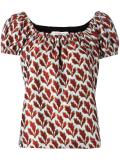 printed gathered blouse 