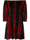 off-shoulder velvet dress