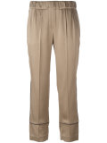 piped trim cropped trousers