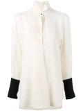 contrast-cuff blouse