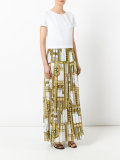 printed trim pleated dress 