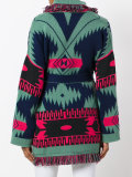 multi figures frayed trim cardi-coat 