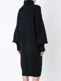 raw edge 'funnel neck' dress