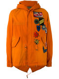 Badge patch hooded coat
