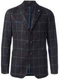 plaid single breasted blazer