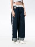 floral jacquard wide-leg jeans